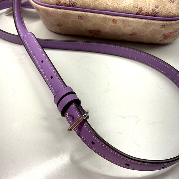 Coach Signature Sand Lavender Floral print Jamie Crossbody Mini/Camera Bag NWT - Picture 7 of 13